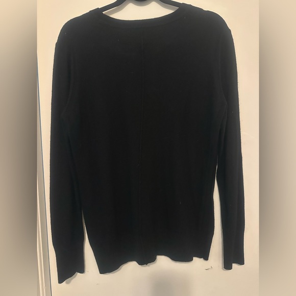 Banana Republic Black Sweater & White Text Wool Blend Sweater Size L - Picture 2 of 4